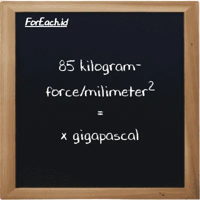 Example kilogram-force/milimeter<sup>2</sup> to gigapascal conversion (85 kgf/mm<sup>2</sup> to GPa)